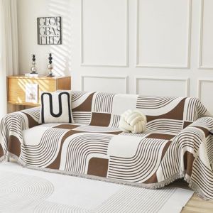 WEYOND Housse de Canap&eacute; Boh&egrave;me en Chenille, Protege Canape Couvre Canap&eacute; Lavable, Plaid Canap&eacute; de Protection pour Canap&eacute; d&rsquo;Angle, 1/2/3/4 Places (230 x 300 cm, Caf&eacute;) (Weyond US, neuf)