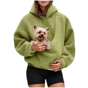 G&eacute;n&eacute;rique Sweat &agrave; Capuche Femme avec Poche Kangourou Pull pour Chat et Chien Femme Sweat &agrave; Manches Longues Veste &agrave; Capuche Douce Et Confortable Pull de Transport Chat et Chien (01-Green, M) (zhiqiangdianzishangwuyouxiangongsi, neuf)