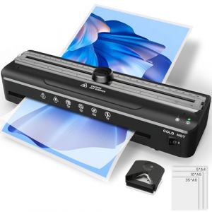 Raycial Plastifieuse A4, préchauffage rapide, avec coupe intégrée, 50 feuilles de plastification A4 A5 A6 avec arrondisseur d'angles, machine de plastification à chaud et à froid multifonctionnelle (Raycial, neuf)