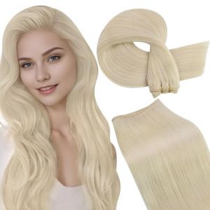 LaaVoo Extension Cheveux Naturel Tissage Blonde 55cm Extension Tissage Cheveux Naturel Blonde 100g Tissage Extension Cheveux Humain Blonde Platine Lisse #613 (Laavoo, neuf)