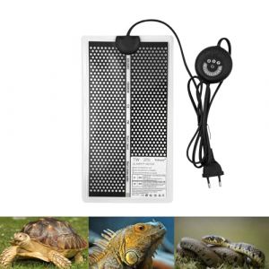 PeSandy Tapis Chauffants pour Terrariums, 28x15CM Tapis Chauffant pour Reptile avec 7 Boutons de Réglage de la Température, Coussin Chauffant pour Reptiles Tortue Serpents Lézards Geckos Grenouille (Sallie-Wong, neuf)
