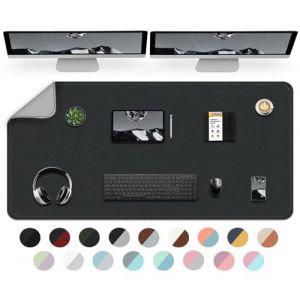 Sous-main double face, grand sous-main imperm&eacute;able en cuir synth&eacute;tique lisse, tapis de souris, organiseurs de bureau, d&eacute;coration de table de bureau ou de maison pour lire et &eacute;crire (noir + gris, 120 (Phoenix-UK, neuf)