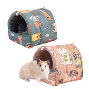 WIRZUL 2 pièces Maison pour Cochon d'Inde, Lits pour Animaux De Compagnie Confortables Imprimés De Dessins Animés Couchages Hiver Interieur Cabane pour Chinchilla/Hérisson/Cobayes (ANETTEE GLOBALISS, neuf)