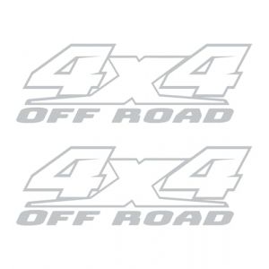 Lot de 2 autocollants 4 x 4 Off Road pour tout terrain, voitures, camions, sport tuning, fabriqués en vinyle polymère extérieur résistant à la chaleur et au froid Argenté (STICKERSRACING, neuf)
