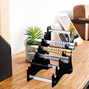 Pr&eacute;sentoir &agrave; couteaux en acrylique pour 6 couteaux - Vitrine amovible pour pr&eacute;senter et ranger - Bloc &agrave; couteaux sans couteaux (fer) (chu+, neuf)