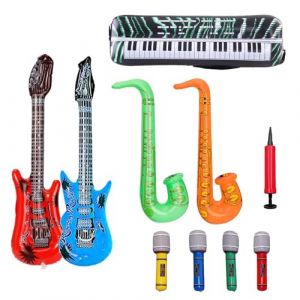 Werownsgso Kit d'accessoires de f&ecirc;te gonflables, instruments gonflables, guitare, saxophone, orgue &eacute;lectronique, radio, microphone, d&eacute;coration de f&ecirc;te, accessoires photo pour f&ecirc;tes, carnaval, f&ecirc;te &agrave; (Werownsgso, neuf)