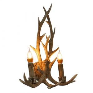 Tenddya Applique murale, plafonnier r&eacute;tro, lustre en r&eacute;sine de cerf en bois de cerf, lampe de plafond pour cuisine, h&ocirc;tel, bar, caf&eacute;, salle de lecture (MINQINH, neuf)