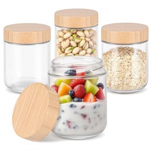 MumdoYAL 4 Pi&egrave;ces 500 ml Pot En Verre Avec Couvercle, Overnight Oats Jar, Pot Yaourt, Bocal En Verre, Pot Avec Couvercle, Pour Flocons D'avoine, Confiture, Salade, Milkshake (Sunflowefields Digital Studios Kft., neuf)