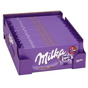 Milka Alpine Lot de 24 barres de chocolat au lait, lisses et crémeuses, parfaites pour partager, 100 g (Kidzkandy, neuf)