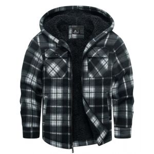 zitysport Veste Chemise Gar&ccedil;on &Eacute;paisseur Hoodie Veste &agrave; Carreaux Enfants avec Fermeture Flanelle Chaude Gar&ccedil;ons Sweat Capuche Ext&eacute;rieure Vestes d'hiver Doubl&eacute;es Pour Gar&ccedil;on Poche(Blanc XL) (Haixihui, neuf)