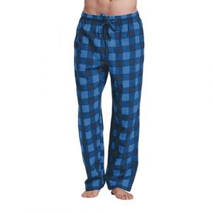 Pantalon De Pyjama &agrave; Carreaux pour Hommes Confortable en Flanelle 100% Coton avec Poches, Pantalon De Pyjama Long en Coton V&ecirc;Tements De Nuit Bas De Pyjama De Sommeil en Flanelle No&euml;L Chaud D&eacute;Tente (⭐⭐⭐⭐⭐5.0 Zhiyao, neuf)