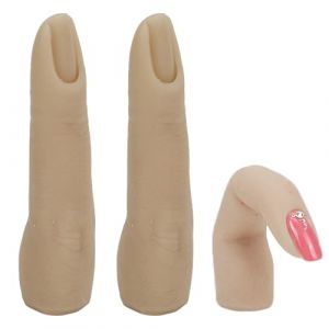 2pcs Doigts de Pratique en Silicone Main, Doigt de Formation des Ongles Pliable Mod&egrave;le de Doigt de Pratique en Silicone Flexible Doigt de Formation des Ongles en Silicone pour Ongles(Couleur sombre) (Cimenn, neuf)