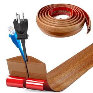 Bocguy Cache Cable Sol, Petit Canal de c&acirc;ble Flexible,3.0M x 5cm Goulotte Passe Cable Sol Silicone, Cache Fil &Eacute;lectrique Sol Auto-Adh&eacute;sif Facile &agrave; Couper Montage pour Tous Les C&acirc;bles (Grain Bois) (BOJIEDIANZI, neuf)