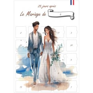 Calendrier Mariage 25 jours Avant ou Apr&egrave;s le jour J | Cadeau de Mariage ou EVJF 25 conseils et astuces | Compte &agrave; rebours pour les mari&eacute;s | 25 cases &agrave; ouvrir Format A3 (Calendrier Evenement, neuf)
