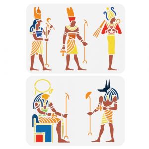 FINGERINSPIRE 2 Pochoir de Peinture de Pharaon Égyptien de 21x29.7 Cm, Pochoir de Dessin de Personnage Égyptien, Pochoir Décoratif à Thème Égyptien pour Peinture sur Mur, Bois, Toile, Tissu, Meubles (FINGERINSPIRE FR, neuf)