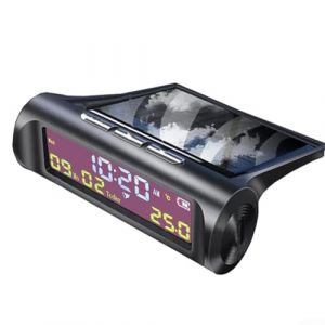 Zilimontt Thermomètre numérique LCD pour voiture, horloge LCD à énergie solaire, DC 5 V, horloge LCD multifonction avec affichage de la date, et de la température (zilian, neuf)