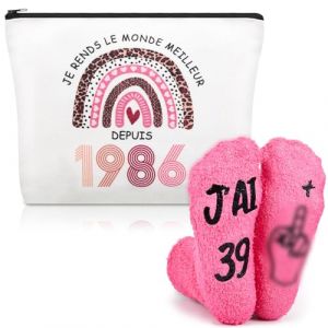Xuniea Cadeau Anniversaire Femme 40 Ans - Trousse Maquillage & Chaussettes 1986, Idée Cadeau Originale Humour Femme Née en 1986, Set Accessoire 40e Anniversaire (Yanyhhng, neuf)