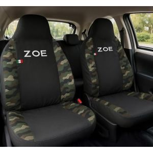 Auto Accessori Lupex Housses de siège auto compatibles Zoe | housses d'appuie-tête incluses | Made in Italy | Set de housses de siège avant et arrière | Logo brodé | intérieur (noir/camouflage vert) (LUPEX SHOP, neuf)