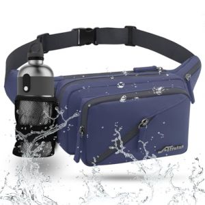REETEE Sac Banane pour Femme et Homme Imperm&eacute;able Sacoche Banane avec Porte Bouteille, Grande Capacit&eacute; Ceinture r&eacute;glable Banane Homme pour Balade Escalade Sport Fanny Pack Waist Pack (Bleu) (REETEE, neuf)