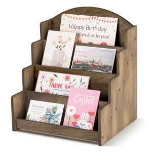 PUERSI Presentoir Carte Postale, Porte Carte Postale Bois Pr&eacute;sentoir Support Carte pour Carte de Voeux, Brun (PUERSI Direct, neuf)