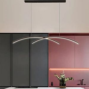 Lustre LED lustre de table hauteur réglable lustre de salle à manger moderne lustre LED réglable, avec lustre de bar de cuisine télécommandé (noir, L90cm) (ZXSDZLMUK, neuf)