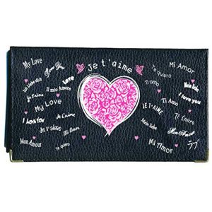 Syl'la Amour Fleur Rose Porte chequier en Cuir pour Femme Noir personnalise avec Votre prenom (sylla city, neuf)