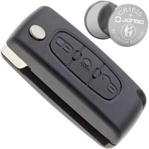 Jongo - Coque de Clé sans Lame Compatible avec Citroën C4 Picasso, C4 Grand Picasso, C5 | CE0536 | avec 1x Pile CR1620 | Boitier Clef Plip Voiture Télécommande 3 Boutons (Jongoshop, neuf)