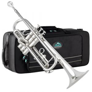EASTROCK Trompette en Sib pour débutant, Trompette standard en laiton pour étudiants, Trompette avec étui, gants, embouchure 7C (Argent) (iMusic INC., neuf)