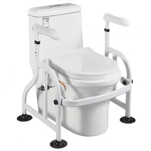 HEYOUTH Cadre Toilette Securise Réglable,Barre d'appui WC,Rehausseur WC Adulte avec Accoudoir, pour Différentes Toilettes, Charge 200 kg pour Handicapés Enceintes Personnes Âgées Salle de Bain (sihuiouzhou, neuf)