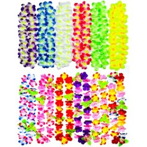 JUKOTA 12 pièces Collier de Fleur Hawaien, Guirlande Fleurie Hawaienne, Collier àFleur Tahitien, Hawai Tropical Anniversaire Decoration, Décor Fete Hawaien Multicolore Carnaval (CAR PARTS FOR ALL, neuf)