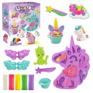 TZQFROCE P&acirc;te &agrave; modeler pour enfants &agrave; partir de 3 ans - 11 accessoires de p&acirc;te &agrave; modeler - Th&egrave;me licorne - Kit d'outils de p&eacute;trissage pour enfants &agrave; partir de 3, 4, 5 ans - Licorne DIY - Avec 5 (Swander, neuf)