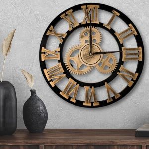ALEEFOON Vintage Romains Silencieux Horloge Pendule Industriel 3D Silensieuse Horloge de la Maison pour Salon, Salle, Maison Décor (Aleenfoon-EU, neuf)