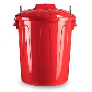 Acan Tradineur Poubelle en plastique avec couvercle et poignées - Fabriqué en Espagne - Conteneur à déchets - Capacité de 7 litres - 30,2 x 23 x 23 cm - Rouge (TRADINEUR, neuf)
