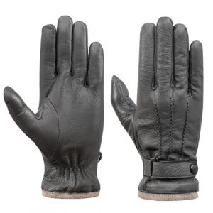 Acdyion Gants en cuir pour hommes en v&eacute;ritable cuir, coupe-vent et doubl&eacute;s de laine - Gants tactiles avec doublure thermique pour la ville, la voiture et les promenades | Cuir premium avec doublure (To your heart, neuf)