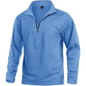 KEFITEVD Homme Marche Hiver Chaud Sweatshirt Chemise Randonn&eacute;e Pull Exercice Hiver Pull Ext&eacute;rieur Fermeture &Eacute;clair Couche Base Sky Blue L (CAVVA EU, neuf)