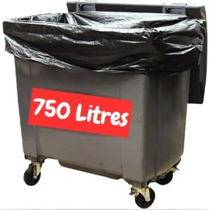 Sac Poubelle 750 litres | Housse Protection Conteneur Ordures 750l | 20 Sacs Housses 750 Litres Noir | Tous Types Déchets et Ordures | Epaisseur 35µ | Anti Fuites et Anti Salissures (GS SECURITE FRANCE, neuf)