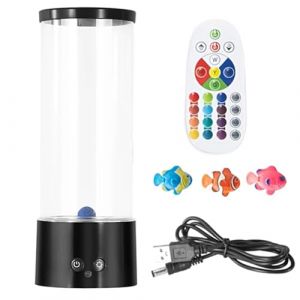 Lampe tube &agrave; bulles, lumi&egrave;re sensorielle LED &agrave; changement de couleur, d&eacute;coration d'aquarium t&eacute;l&eacute;command&eacute;e avec poisson flottant, lueur relaxante pour, adultes, chambres &agrave; coucher, 30 (pengtui, neuf)