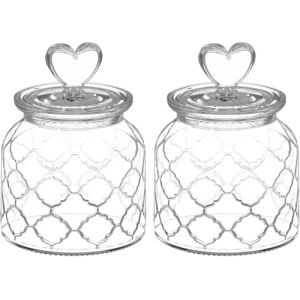 HomeyHoney Bocaux en Verre,Bocal en Verre avec Couvercle en Forme de C&oelig;ur,Lot de 2 Bocaux de Conservation Herm&eacute;tiques,650 ml Bocaux Rangement Cuisine pour Bonbons,Chocolats,Biscuits,Grille (HomeyHoneyFR, neuf)