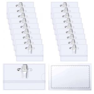 Mellystore Porte Badge Nominatif 50pcs Badges, 9x5.6cm Transparent avec Clip et &Eacute;pingle de S&eacute;curit&eacute;, Porte-Badges Plastique Horizontal &agrave; Pince &Eacute;tanche pour Bureau &Eacute;cole Conf&eacute;rence (mellystore, neuf)