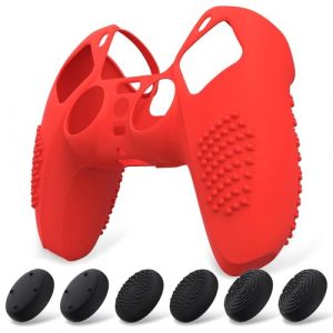 eXtremeRate PlayVital Coque pour ps5 Protection Manette Grip,Housse Silicone pour ps5 Controller Cover Skin avec Capuchon Joystick-Rouge Passion,Édition Cloutée 3D (Game Skindecal Store, neuf)