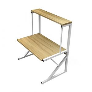 LANTUS Étagère de cuisine sur pieds pour micro-ondes Étagère métallique en bois et acier, avec 3 tablettes-65 * 54 * 30cm-jaune noyer (Hechheu, neuf)