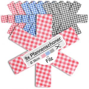 COM-FOUR&reg; 9X prot&egrave;ge-po&ecirc;les &Oslash; 38 cm en Feutre - r&eacute;sistant &agrave; la Chaleur, prot&egrave;ge-po&ecirc;les, prot&egrave;ge-casseroles pour la Protection - Tapis de Protection d&eacute;coupable (09 pi&egrave;ces - Bleu/Rouge/Noir) (COM-FOUR  Vertriebs GmbH, neuf)