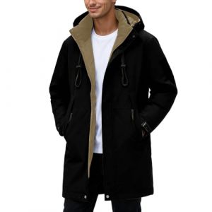 DUHENWU Veste d'hiver longue pour homme - Doudoune chaude - Parka avec capuche - Manteau pour hommes - Veste matelass&eacute;e &eacute;paisse - Manteau d'hiver d&eacute;contract&eacute; - Manteau en duvet - V&ecirc;tement d'ext&eacute;rieur (ritogf, neuf)