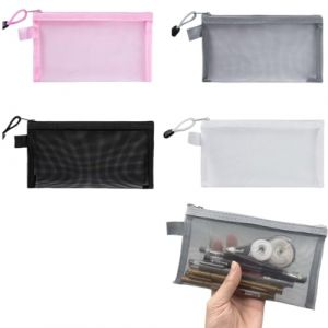 WHYCNJL 4 Pi&egrave;ces Trousse &agrave; Crayons Transparente en filet de nylon Zip Mesh Zipper Sac &agrave; crayons Clear Exam Pencil Pouch &Eacute;tui de Papeterie Portable pour l'&eacute;cole Fournitures de Bureau (YIN LIJUAN DE OUZHOU DIAN, neuf)