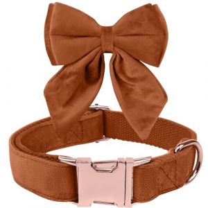 KTWSUEF Noeud Papillon Chiens, Collier pour Chien Velours, Confortable Collier Chien，Nœud Papillon Chiens Amovible et Réglable pour Mariages, Anniversaires, Festivités (Brun foncé, XL) (hubeiguangxinwangkejiyouxiangongsi, neuf)