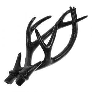 DEARMAMY 1 Paire bois artificiels costume halloween déguisement halloween photomaton cornes d'animaux faux bois cerceau de cheveux cosplay cerceau imitation corne de cerf Plastique Black (Telinei, neuf)