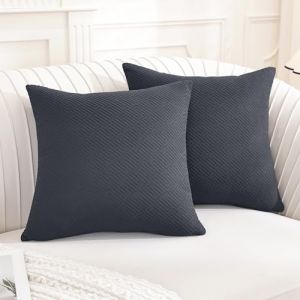 YSTELLAA Lot De 2 Decorative Housse Coussin 40x40, Housse De Coussin Super Doux Polyester, Cushion Covers avec Fermeture Eclair Caché, pour Maison Salon Chambre Lit Clic Clac, Gris Foncé (YSTELLAA, neuf)