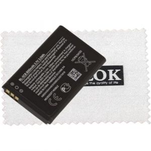 Batterie pour BL-5CB Li-ION pour Nokia C1-01/C1-02/X2-05/Nokia 1616/1800/100/101/105/106/109 avec Chiffon de Nettoyage Shlok (INFOSUPPLY, neuf)