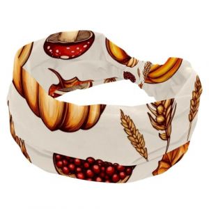 Bandeaux doux et larges pour femmes et filles, motif champignon, citrouille, feuilles d'&eacute;rable, bandeau nou&eacute;, tendance pour le yoga, l'entra&icirc;nement, la gym, la course &agrave; pied (Galens, neuf)