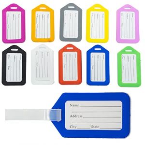 Lot de 10 &Eacute;tiquette de Bagage Valise Accessoires Voyage Identifier &Eacute;tiquettes, &Eacute;tiquettes de Bagage en Plastique Color&eacute;es pour Bagages, &eacute;tiquettes de Voyage (CARANNAC LTD, neuf)
